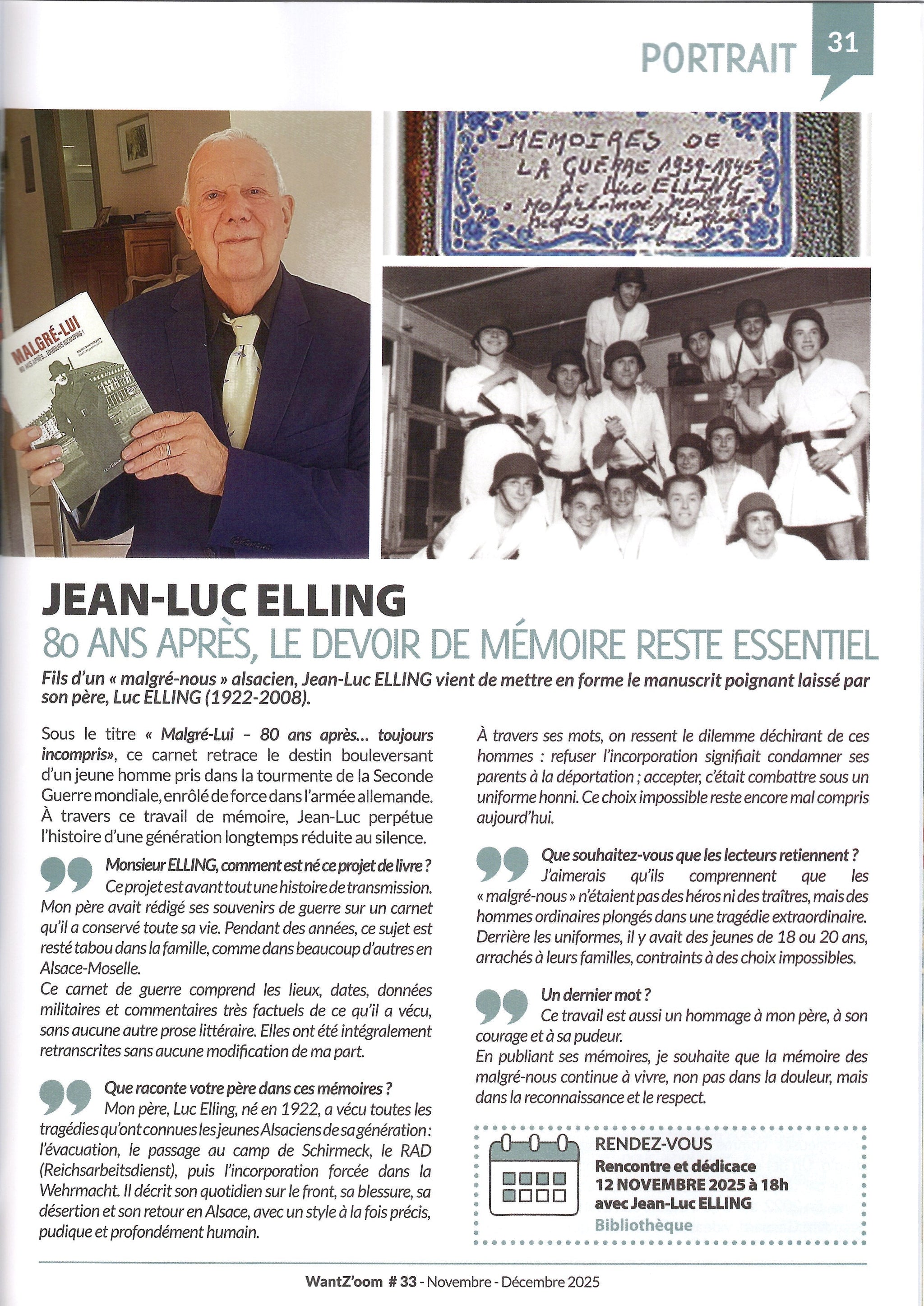 Jean-Luc Elling sera en conférence mercredi 12 novembre à 18h à la médiathèque de la Wantzenau